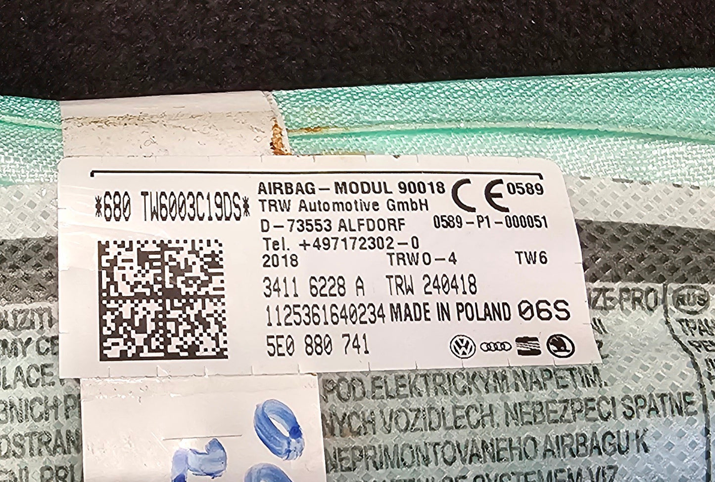 Airbag zavesa-Škoda Octavia III (leva)