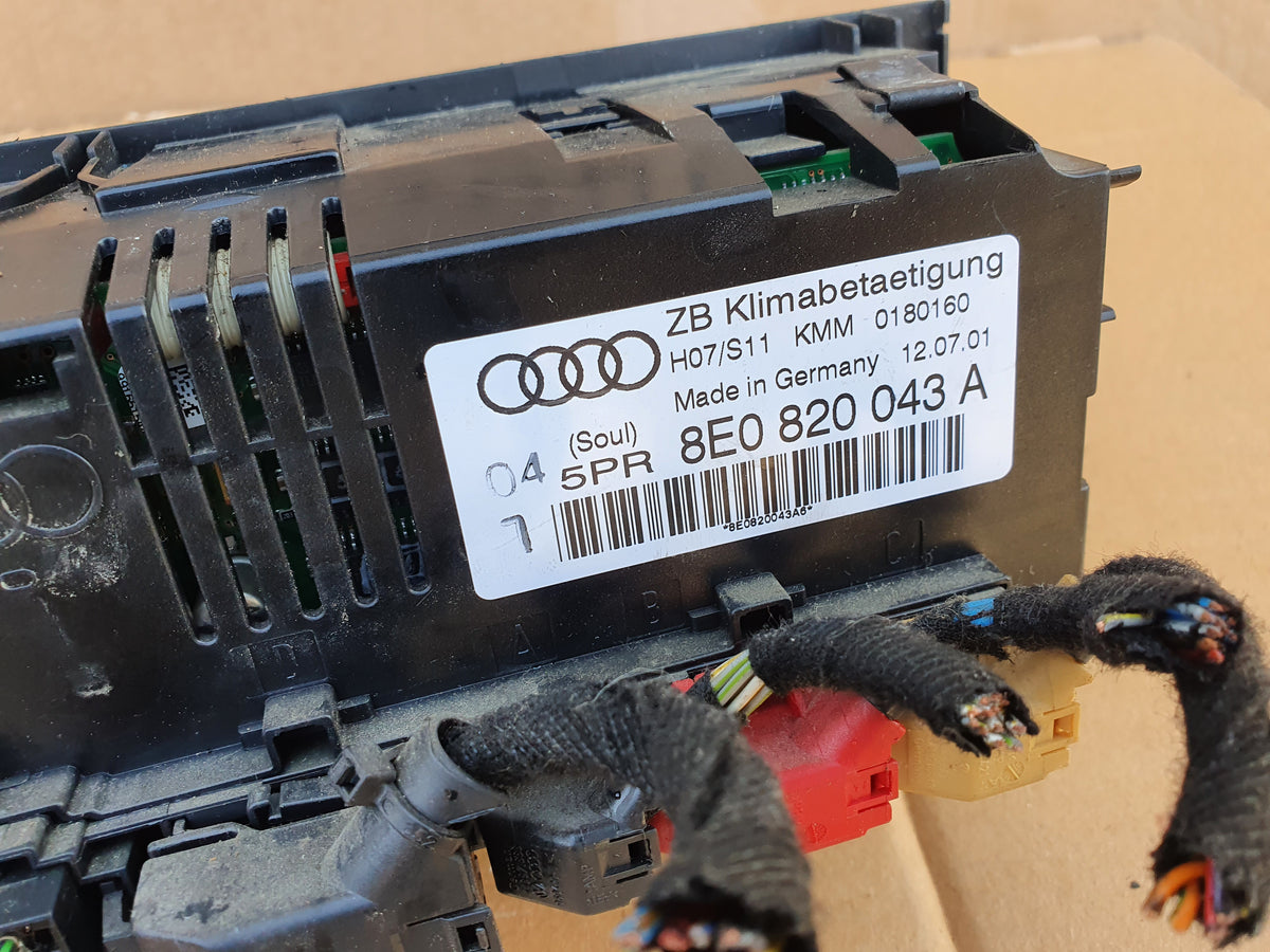 AUDI A4 B6 B7 AIRCON CLIMATE AC CONTROLLER MODULE HEATED Seats 2005 08 Tested 8e0820043bm AUDI A4 B6 B7 AIRCON CLIMATE AC CONTROLLER MODULE HEATED Seats 2005 08 Tested 8e0820043bm