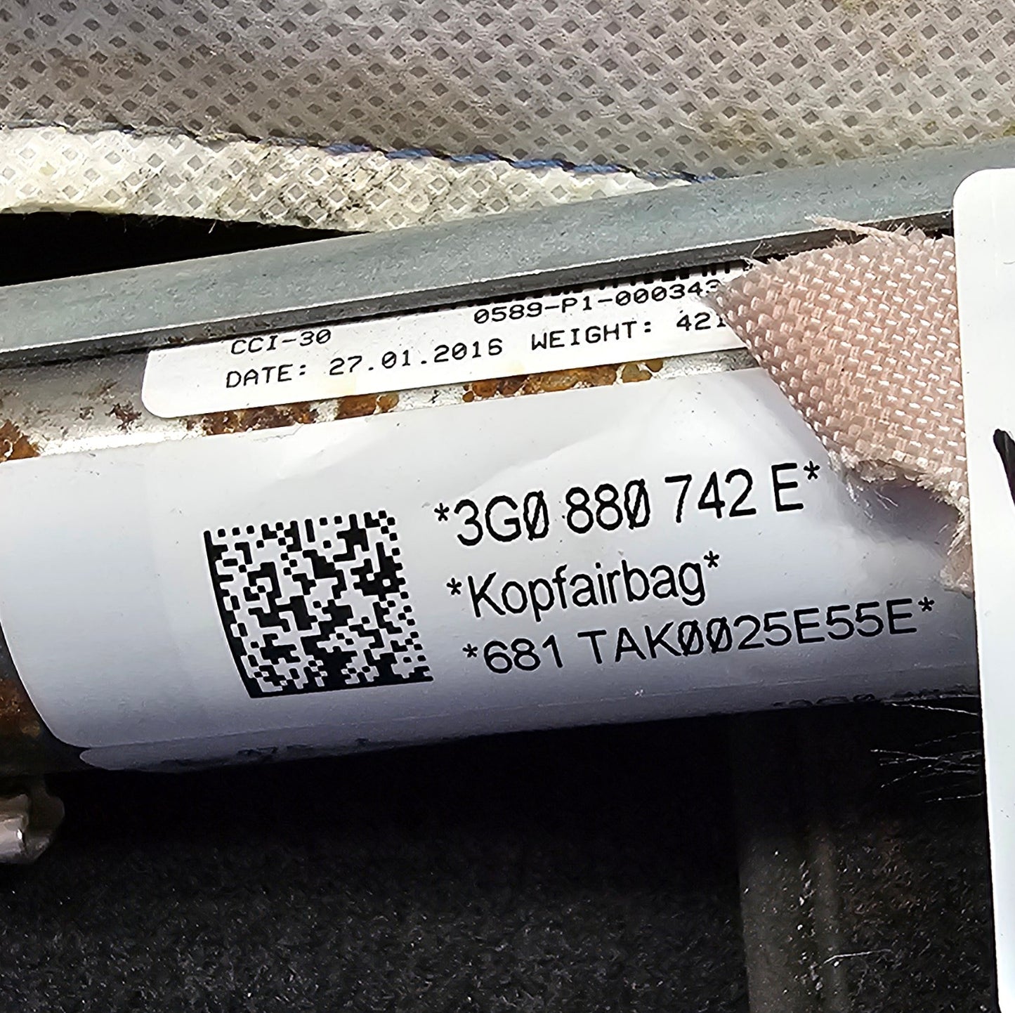 Airbag zavesa-VW Passat B8 (desna)